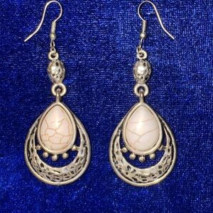 Elegant Gold and Cream Teardrop Earrings